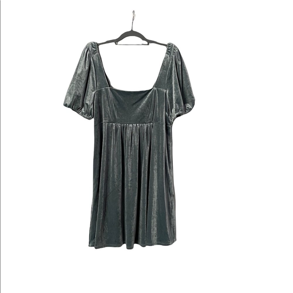Babydoll style dress velvet blue/green/silver unique color worn once